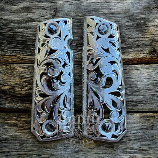 1911 45 38 Super Full Size Gun Pistol Grip Cachas & Polished Screws