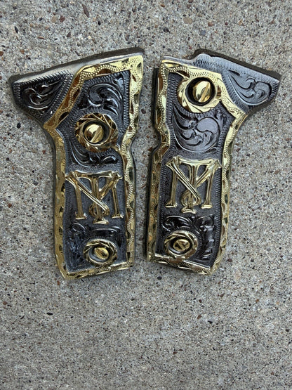 Beretta 92FS Cachas Scarface Gold Plated Pistol Custom Grips & Gold Screws