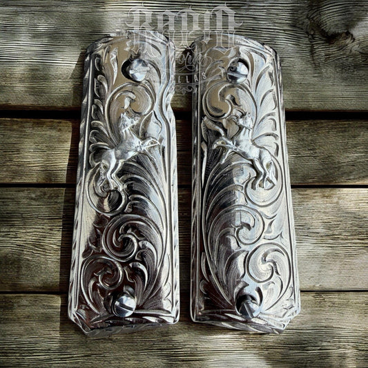 1911 45 38 Super Full Size Horse Gun Pistol Grip Cachas & Polished Screws