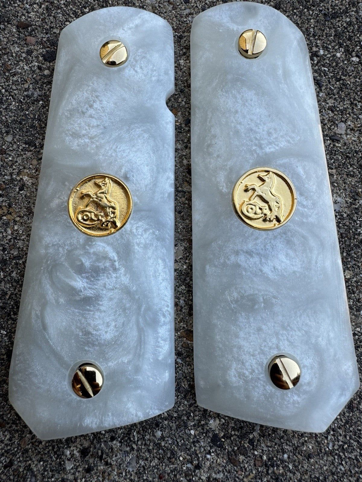 1911 45 38 Super Full Size Resin Gold Colt Coin Gun Pistol Grip Cachas