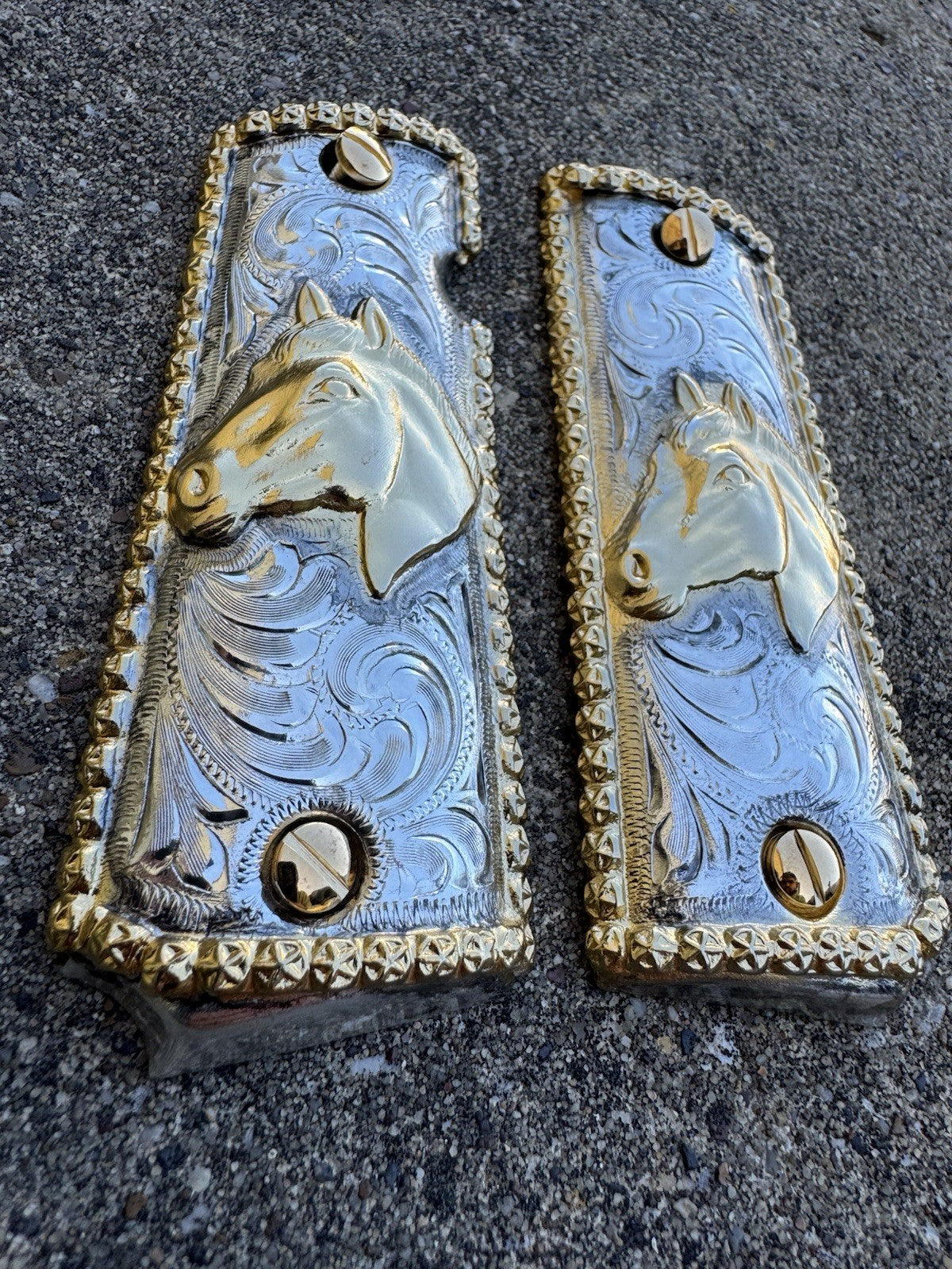 1911 45 38 Super Full Size Gold Gun Pistol Grip Cachas Chapeado & 24K Screws