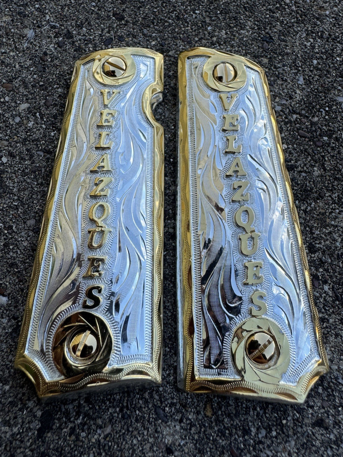 1911 45 38 Super Full Size Velazues Gold Gun Pistol Grip Cachas & 24K Screws