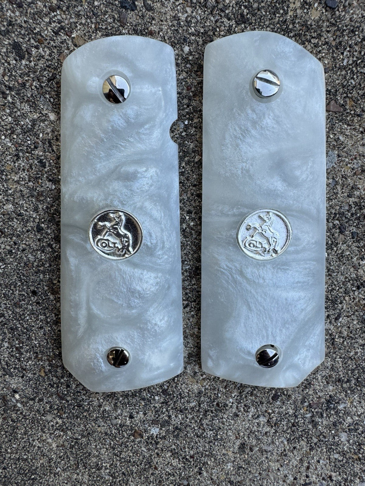 1911 45 38 Super Full Size Resin Silver Colt Coin Gun Pistol Grip Cachas