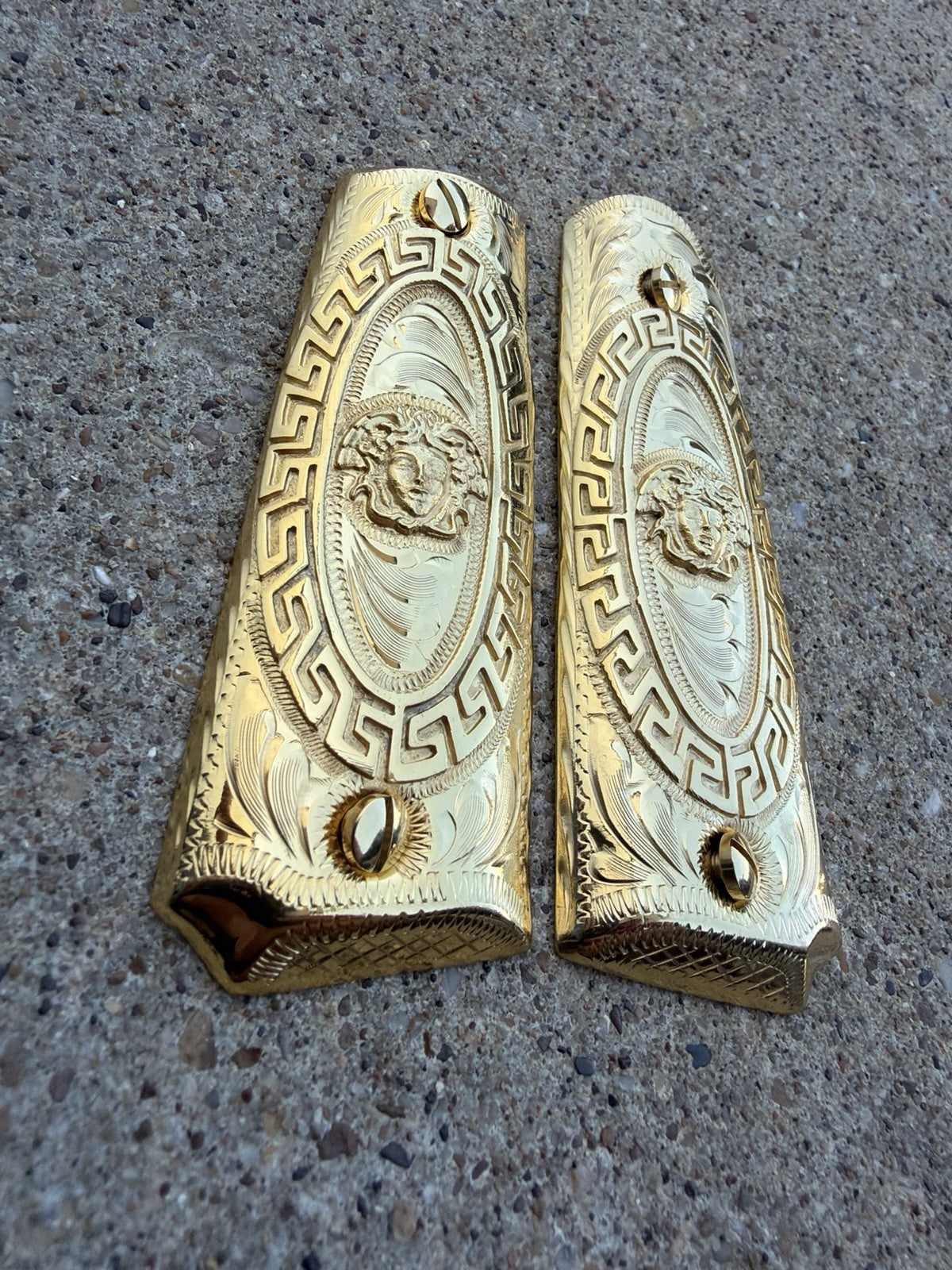 1911 45 38 Super Full Size Versace Gold Gun Pistol Grip Cachas & 24K Screws