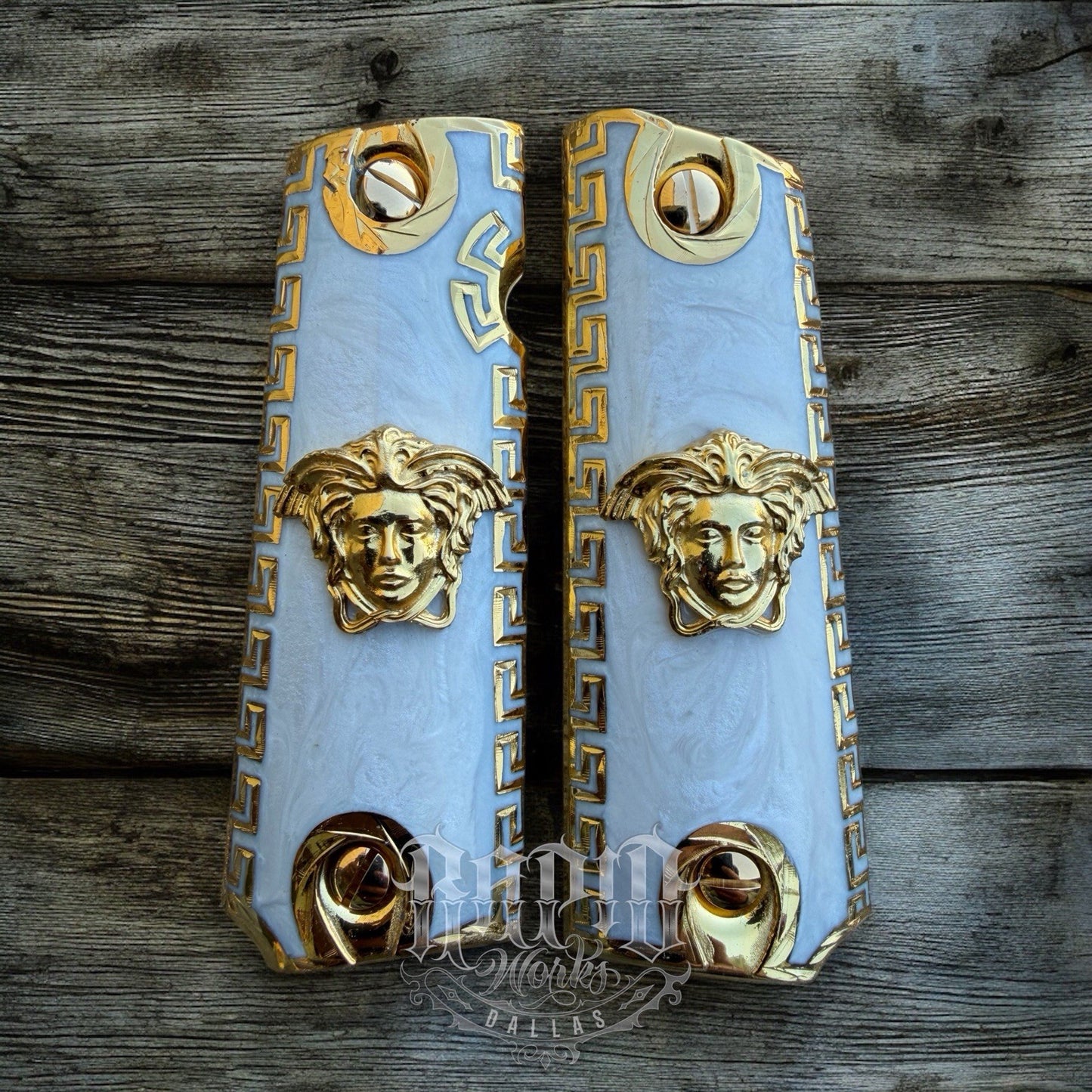 1911 45 38 Super Full Size Versace Gold Gun Pistol Grip Cachas & 24K Screws