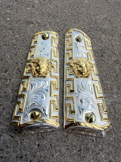 1911 45 38 Super Full Size Versace Gold Gun Pistol Grip Cachas & 24K Screws