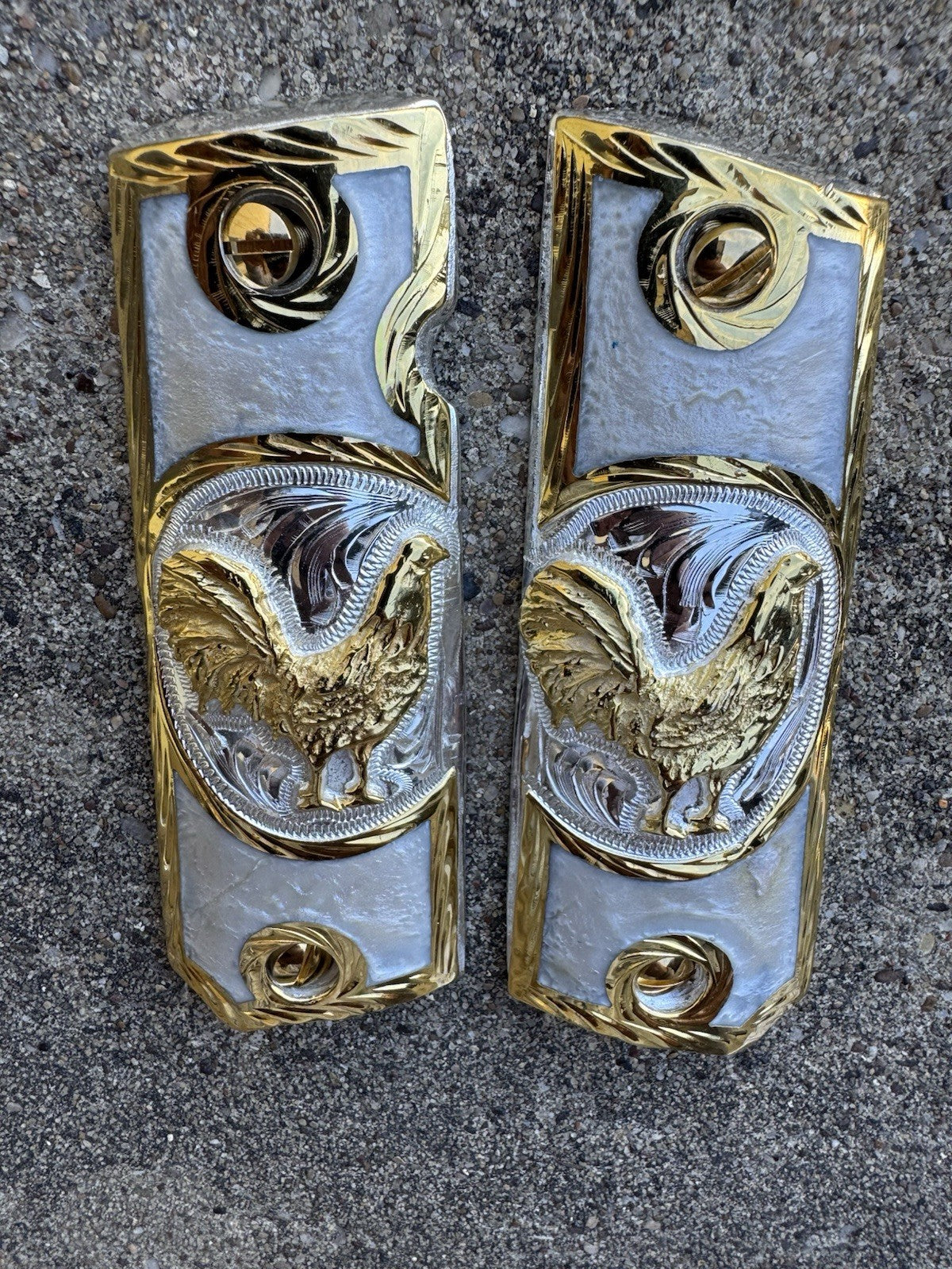 1911 45 38 Super Full Size Gallo Gold Gun Pistol Grip Cachas & 24K Screws