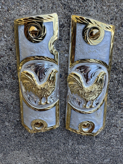 1911 45 38 Super Full Size Gallo Gold Gun Pistol Grip Cachas & 24K Screws