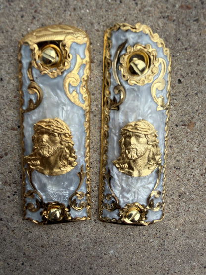 1911 45 38 Super Full Size Gold Gun Pistol Grip Cachas Chapeado & 24K Screws