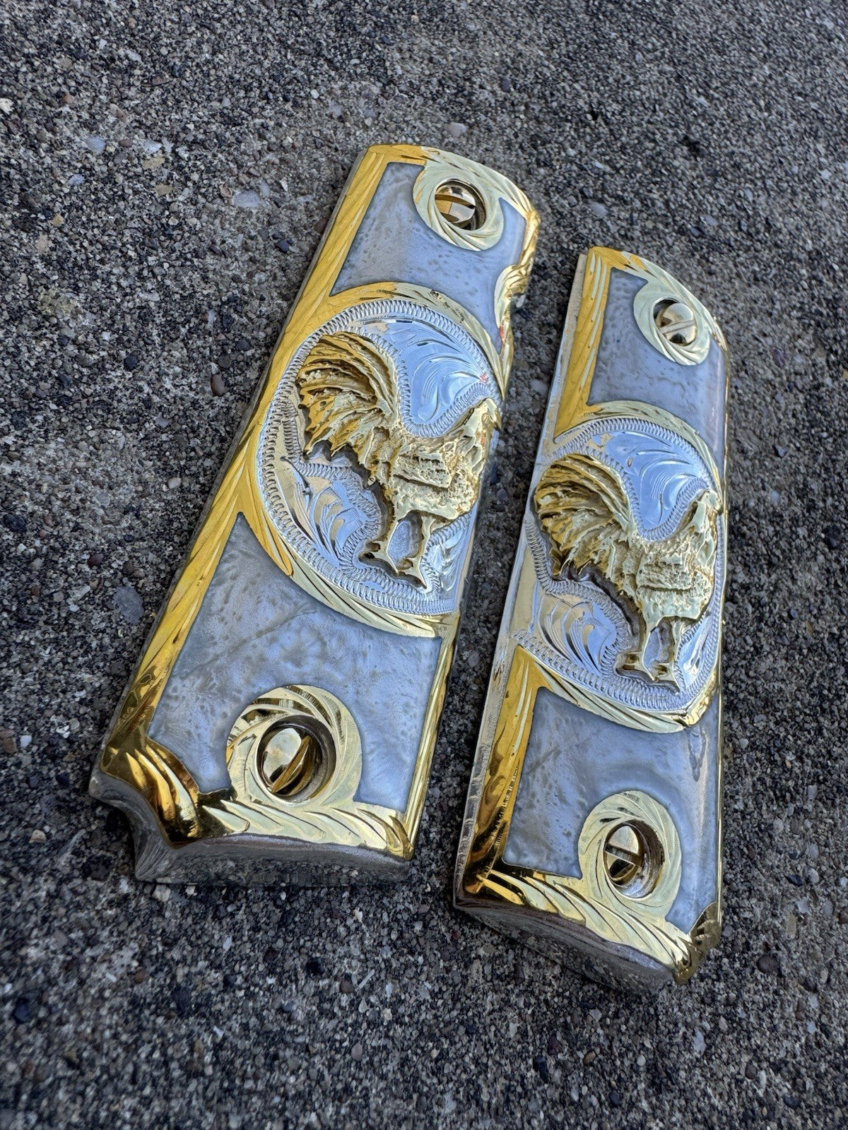 1911 45 38 Super Full Size Gallo Gold Gun Pistol Grip Cachas & 24K Screws