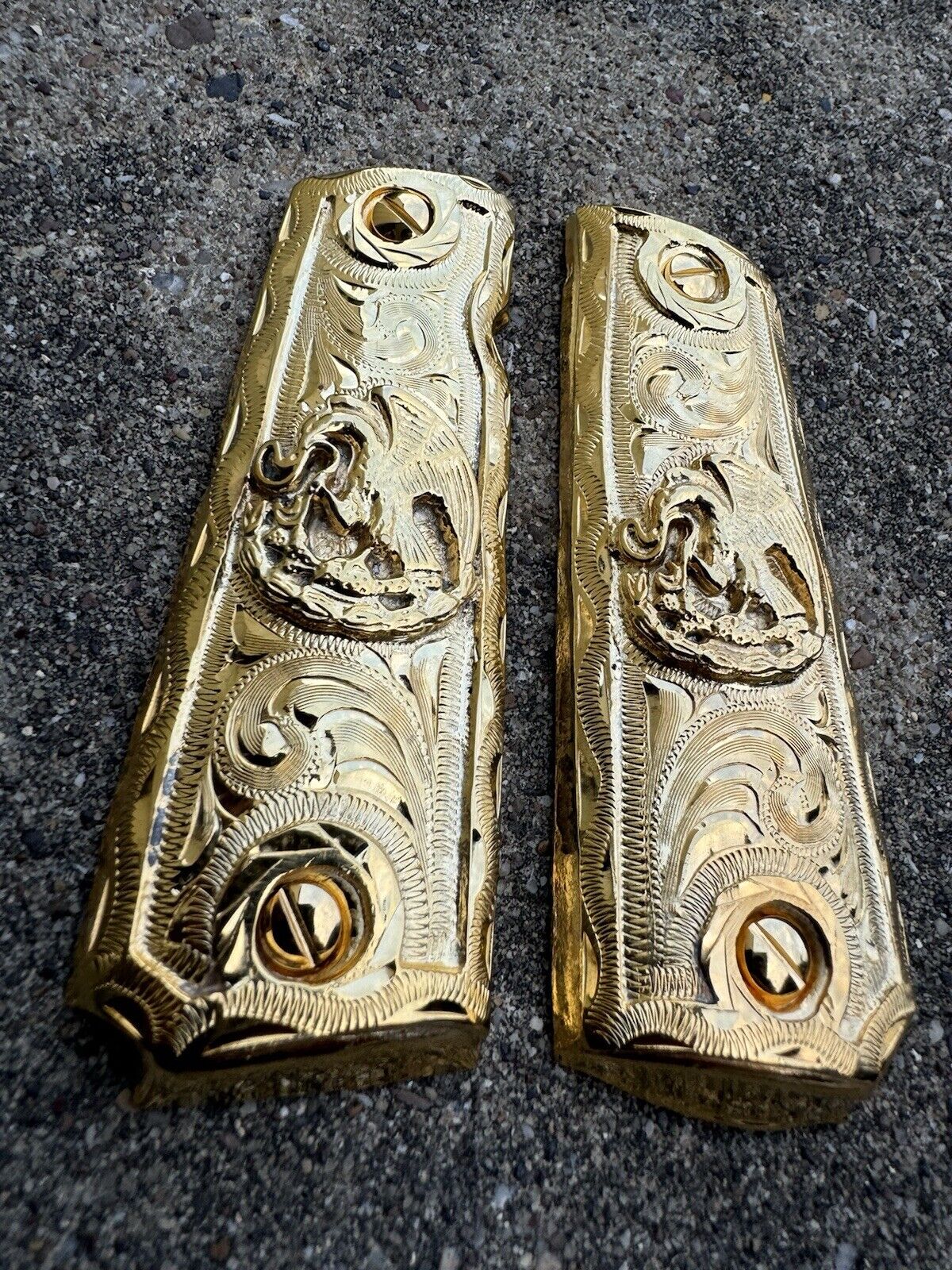 1911 45 38 Super Full Size Aguila Gold Gun Pistol Grips Cachas & 24K Screws