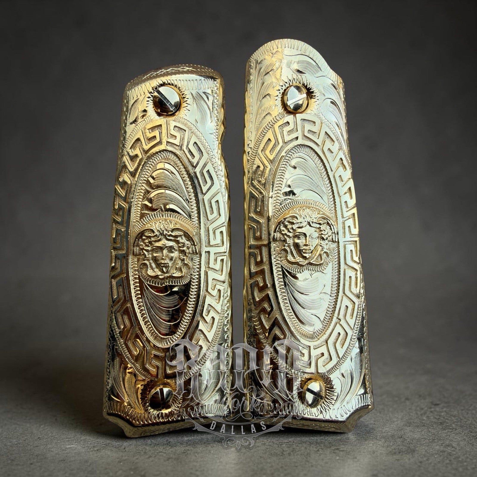 1911 45 38 Super Full Size Versace Gold Gun Pistol Grip Cachas & 24K Screws