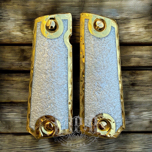 1911 45 38 Super Full Size Gold Gun Pistol Grip Cachas Chapeado & 24K Screws