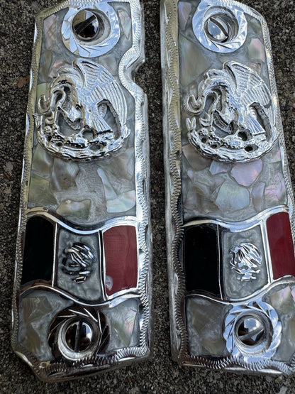 1911 45 38 Super Full Size Aguila Gun Pistol Grip Cachas & Polished Screws