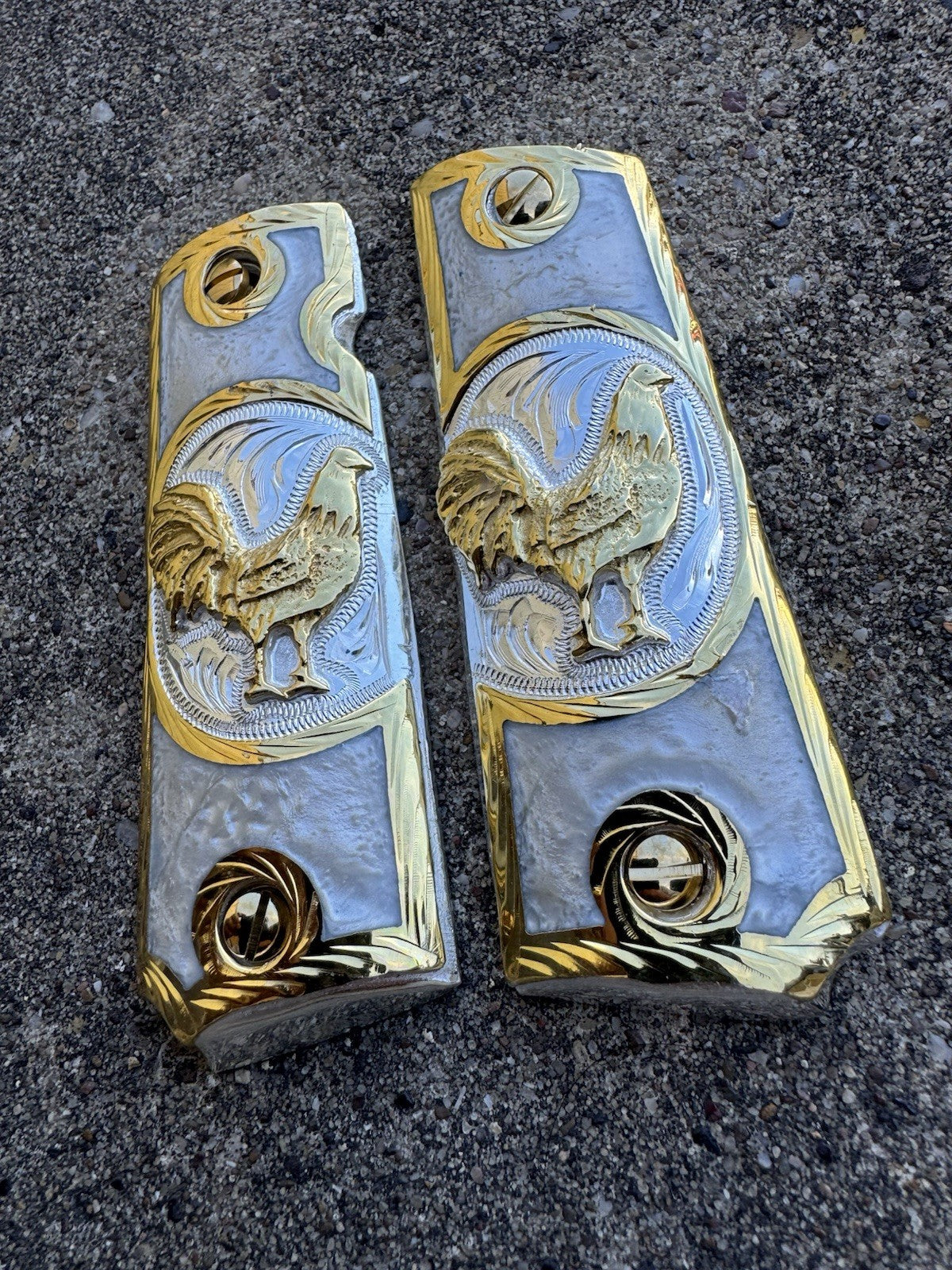 1911 45 38 Super Full Size Gallo Gold Gun Pistol Grip Cachas & 24K Screws