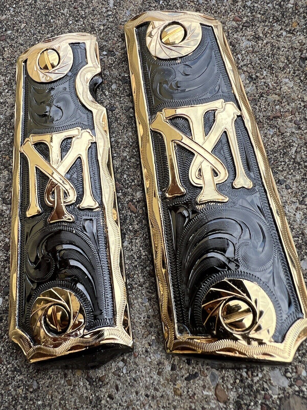 1911 45 38 Super Full Size Scarface Gold Gun Pistol Grip Cachas & 24K Screws