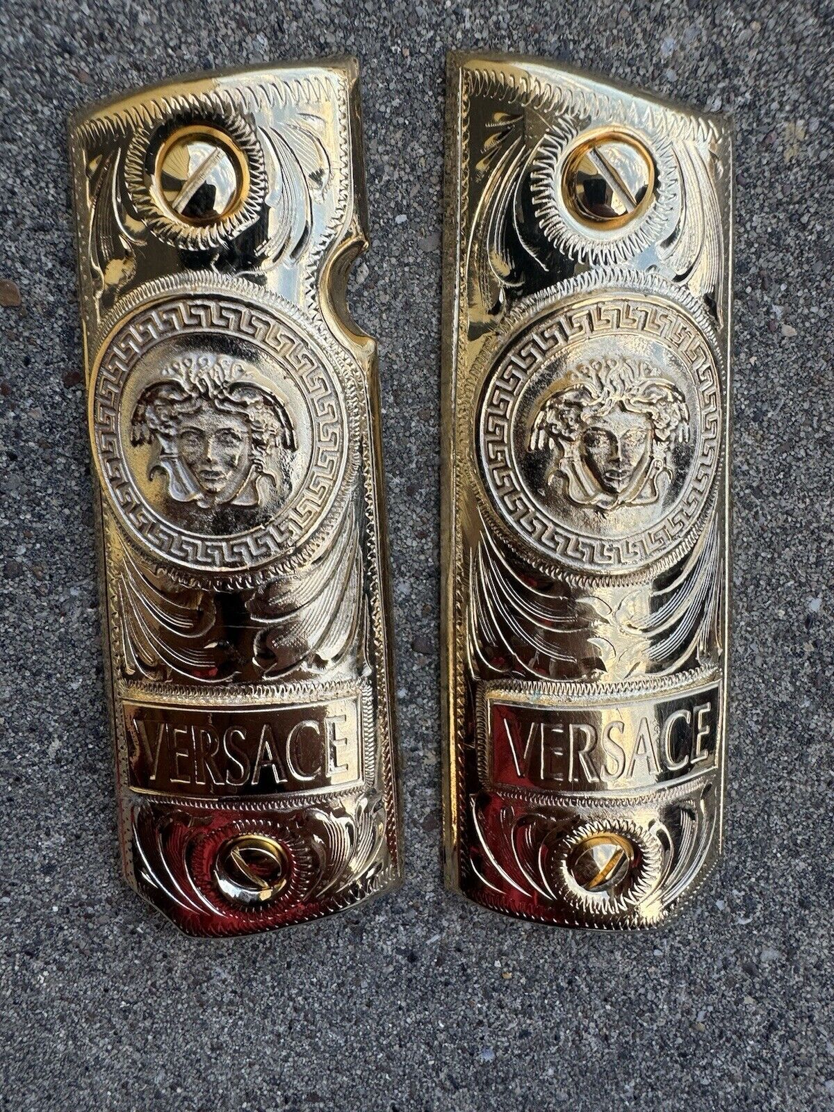 1911 45 38 Super Full Size Versace Gold Gun Pistol Grip Cachas & 24K Screws