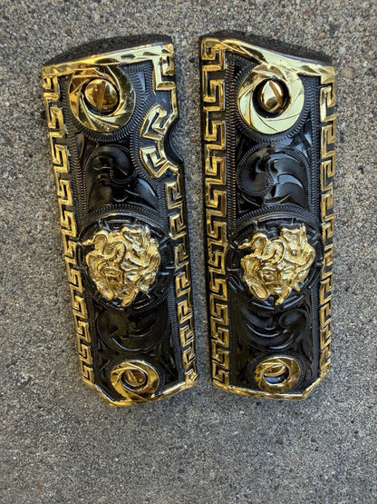 1911 45 38 Super Full Size Versace Gold Gun Pistol Grip Cachas & 24K Screws