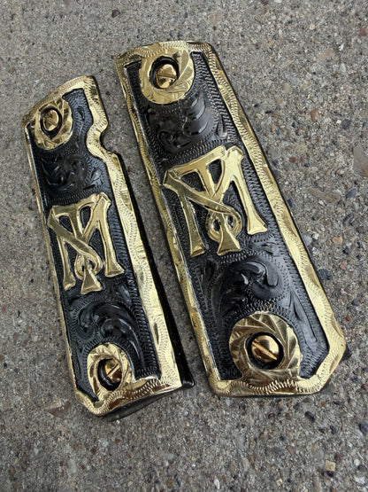 1911 45 38 Super Full Size Scarface Gold Gun Pistol Grip Cachas & 24K Screws