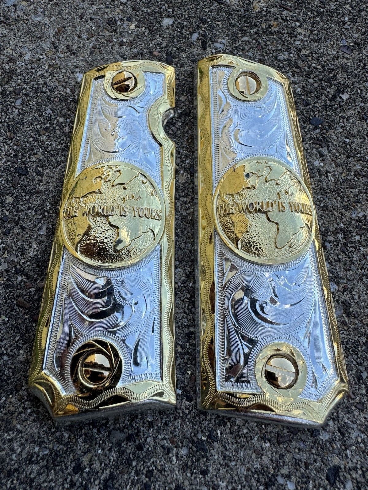 1911 45 38 Super Full Size Gold Gun Pistol Grip Cachas & 24K Screws