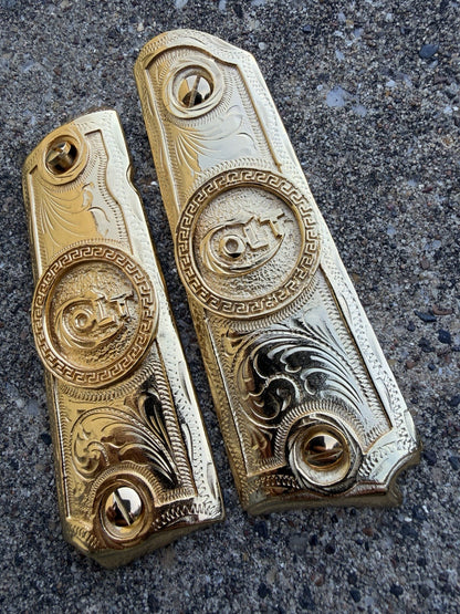 1911 45 38 Super Full Size COLT Gold Gun Pistol Grip Cachas & 24K Screws
