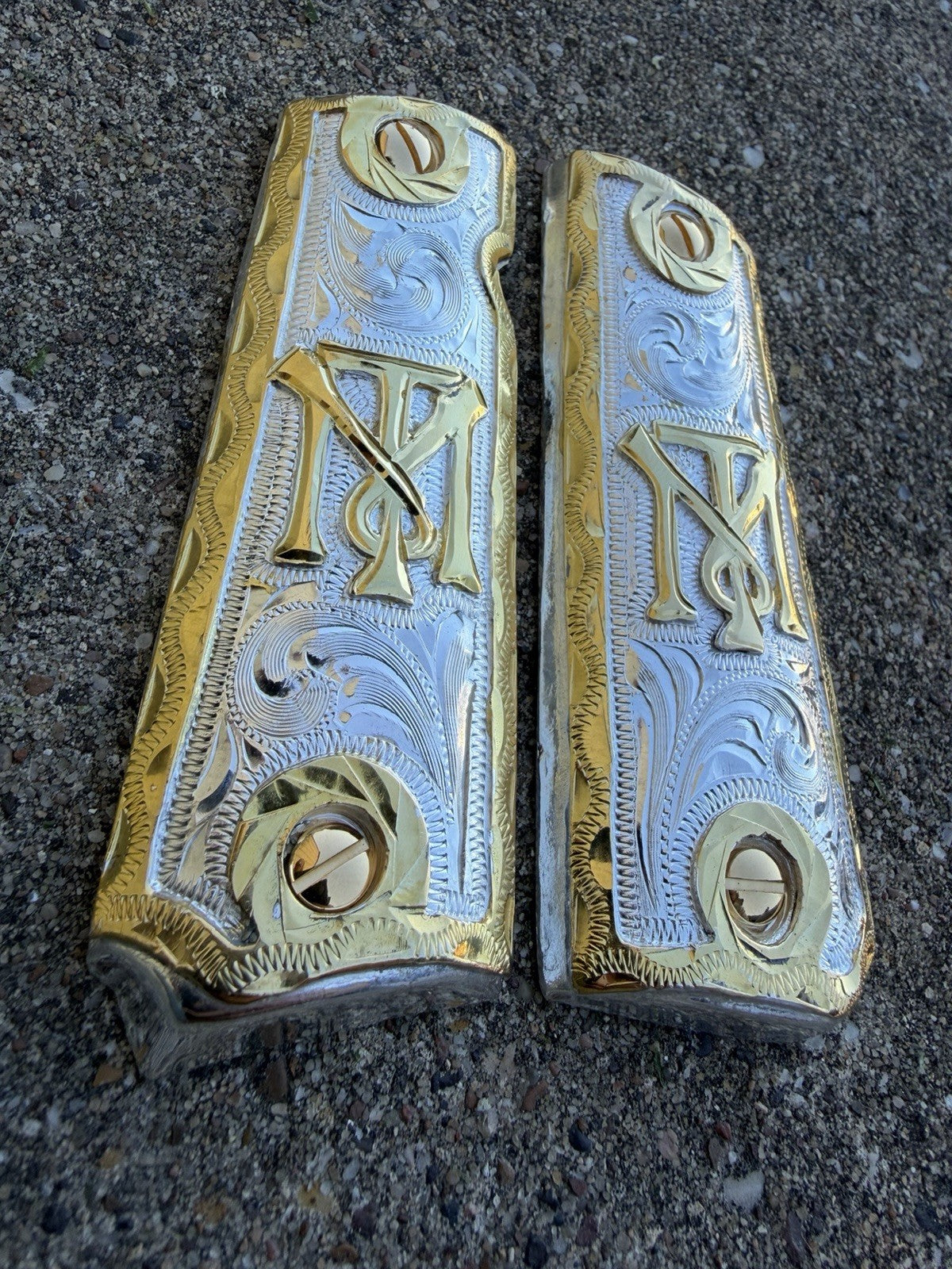 1911 45 38 Super Full Size Scarface Gold Gun Pistol Grip Cachas & 24K Screws