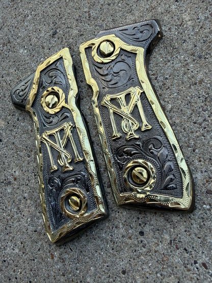 Beretta 92FS Cachas Scarface Gold Plated Pistol Custom Grips & Gold Screws