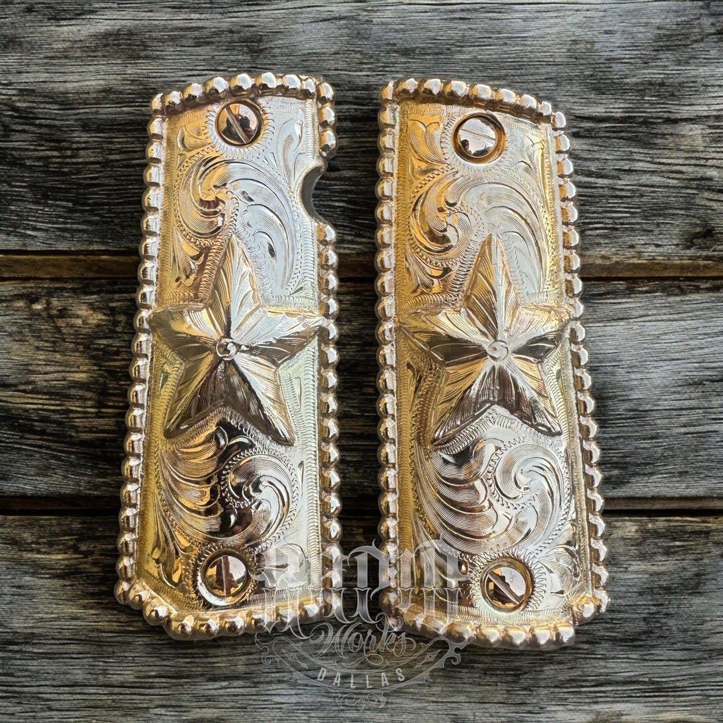 1911 45 38 Super Full Size Gold Gun Pistol Grip Cachas Chapeado & 24K Screws