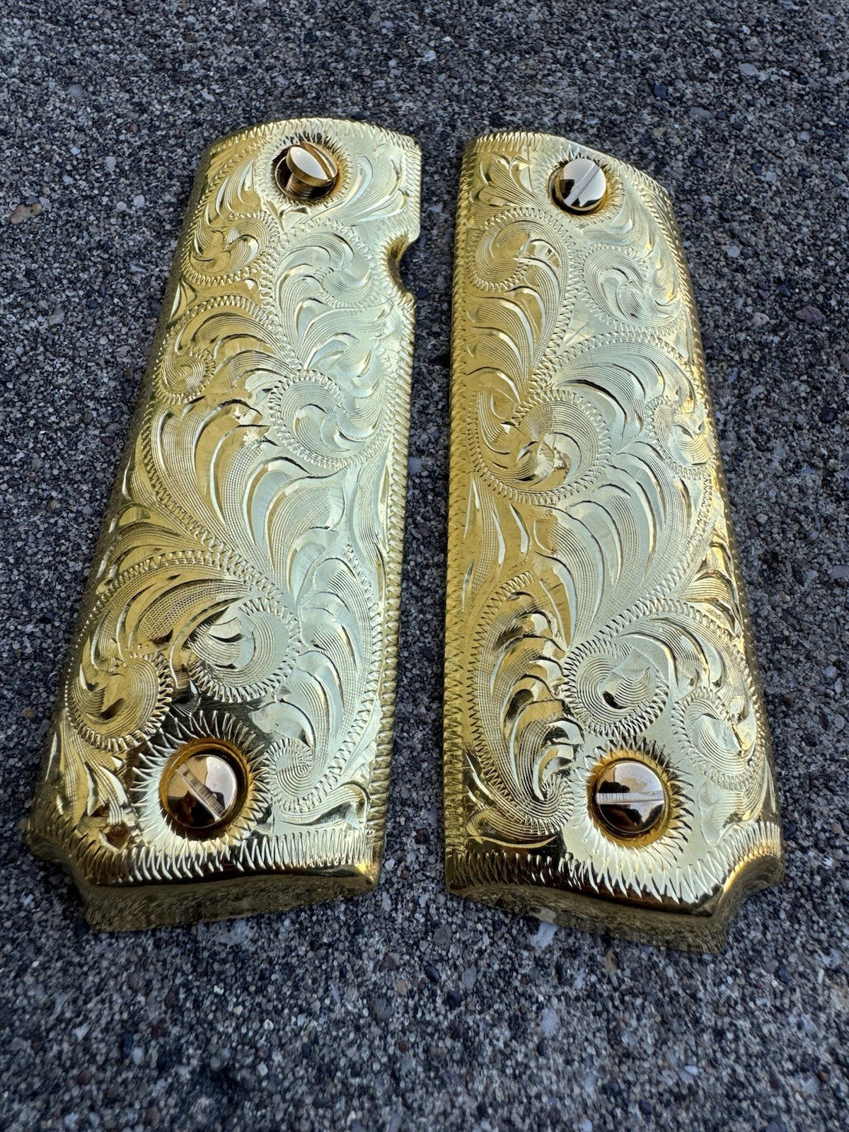 1911 45 38 Super Full Size Gold Gun Pistol Grip Cachas Chapeado & 24K Screws