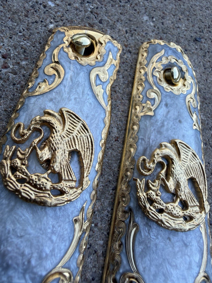 1911 45 38 Super Full Size Mexican Eagle Gold Gun Pistol Grip Cachas & 24K Screw