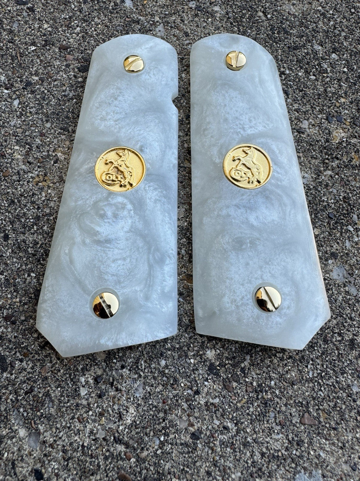 1911 45 38 Super Full Size Resin Gold Colt Coin Gun Pistol Grip Cachas