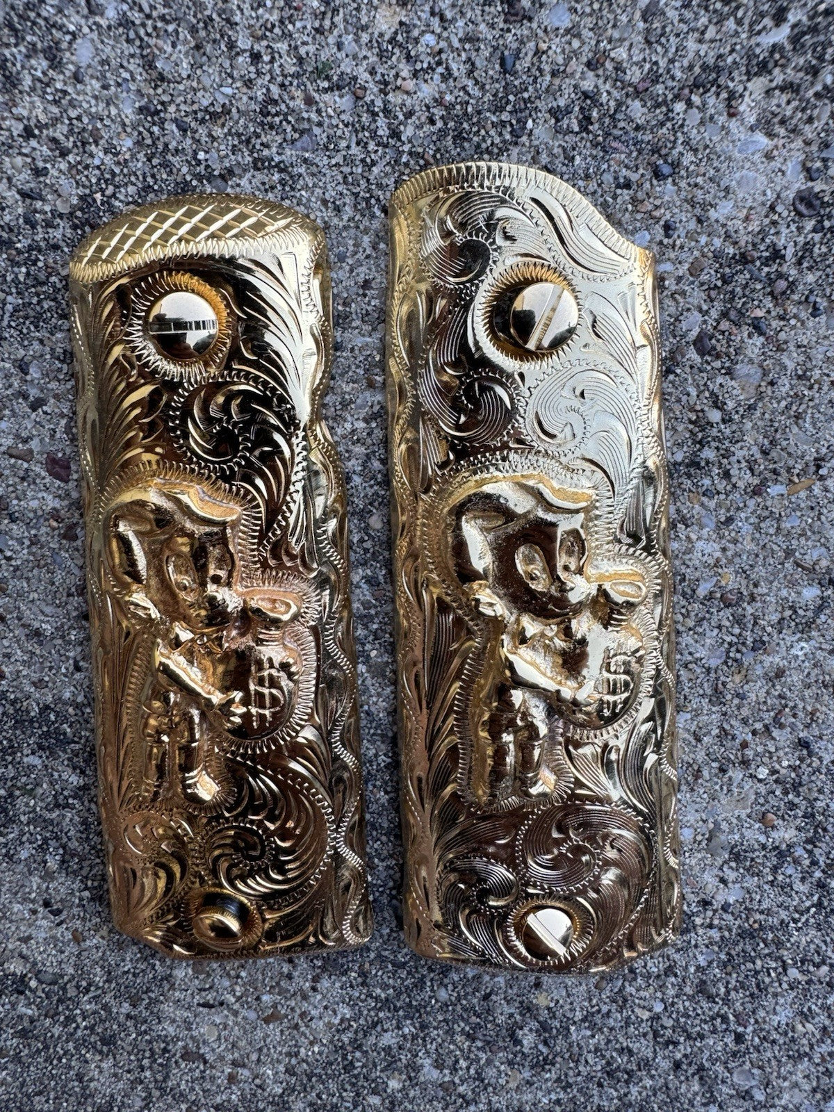 1911 45 38 Super Full Size Richie Rich Gold Gun Pistol Grip Cachas & 24K Screws