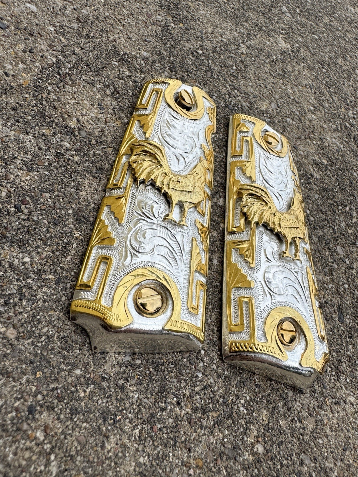 1911 45 38 Super Full Size Gallo Gold Gun Pistol Grip Cachas & 24K Screws