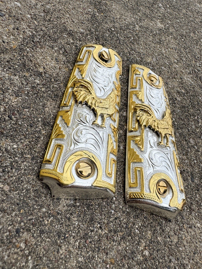 1911 45 38 Super Full Size Gallo Gold Gun Pistol Grip Cachas & 24K Screws