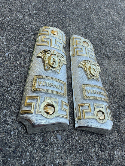 1911 45 38 Super Versace Full Size Gold Gun Pistol Grip Cachas & 24K Screws