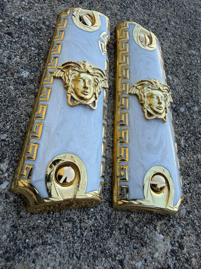 1911 45 38 Super Full Size Versace Gold Gun Pistol Grip Cachas & 24K Screws