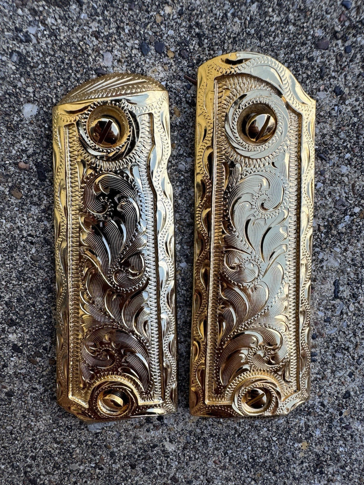 1911 45 38 Super Full Size Gold Gun Pistol Grip Cachas Chapeado & 24K Screws