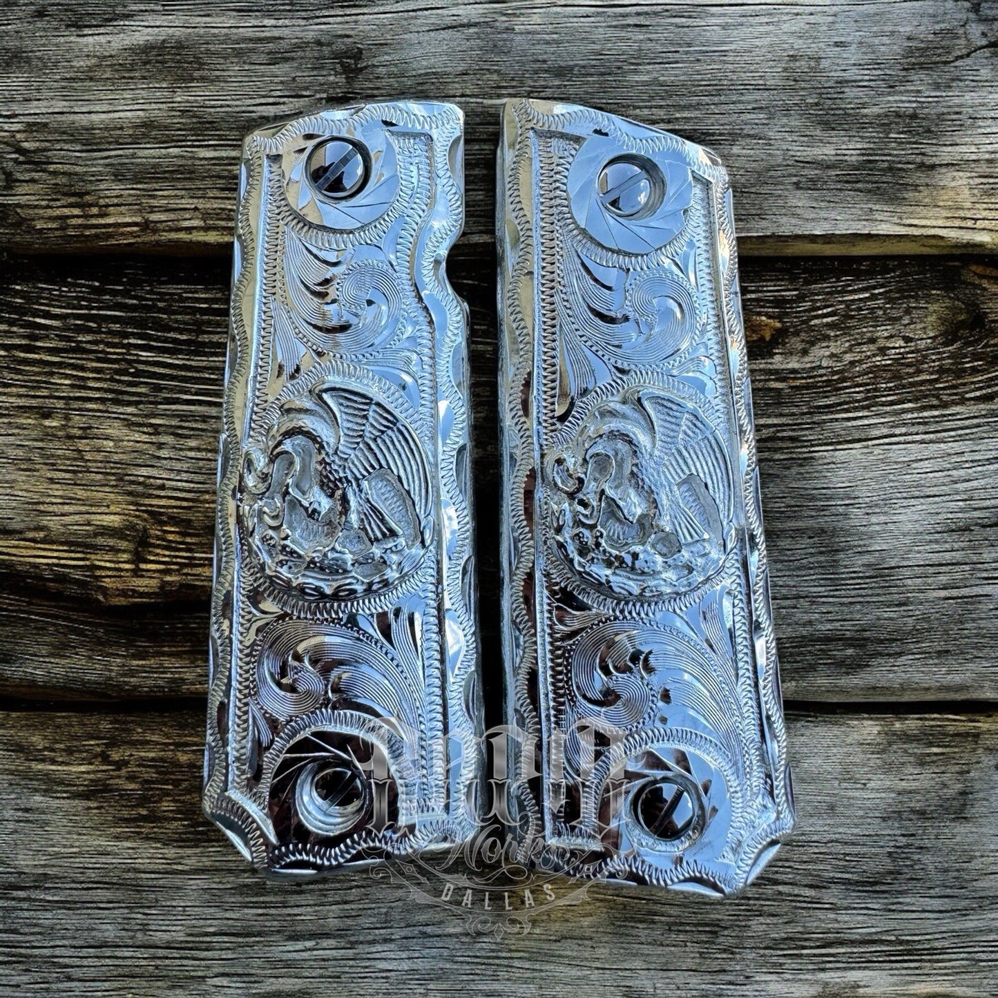 1911 45 38 Super Full Size Mexican Eagle Gun Pistol Grip Cachas & Polished Screw