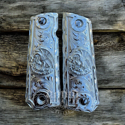 1911 45 38 Super Full Size Mexican Eagle Gun Pistol Grip Cachas & Polished Screw