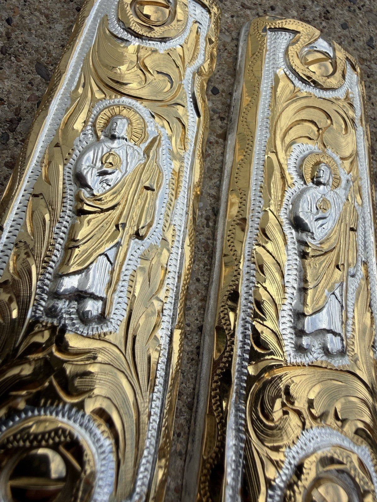 1911 45 38 Super Full Size San Judas Gold Gun Pistol Grip Cachas & 24K Screws