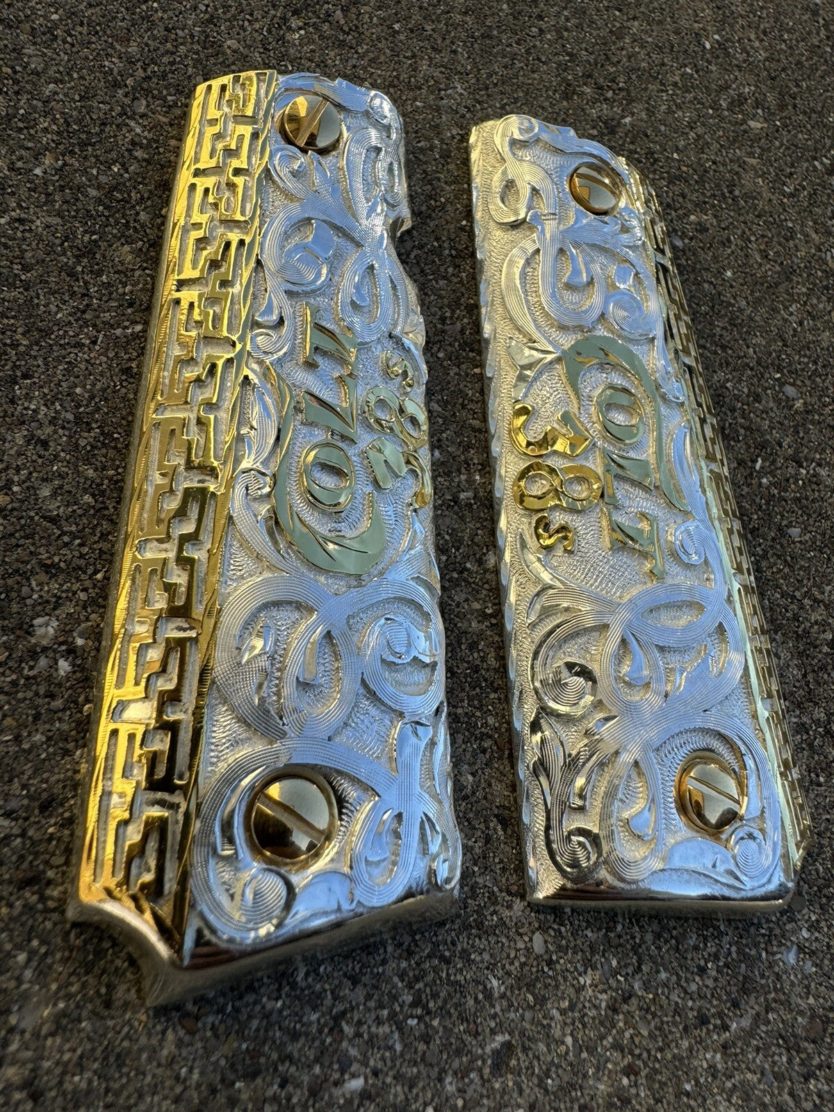 1911 45 38 Super Full Size Gold Gun Pistol Grip Cachas Chapeado & 24K Screws