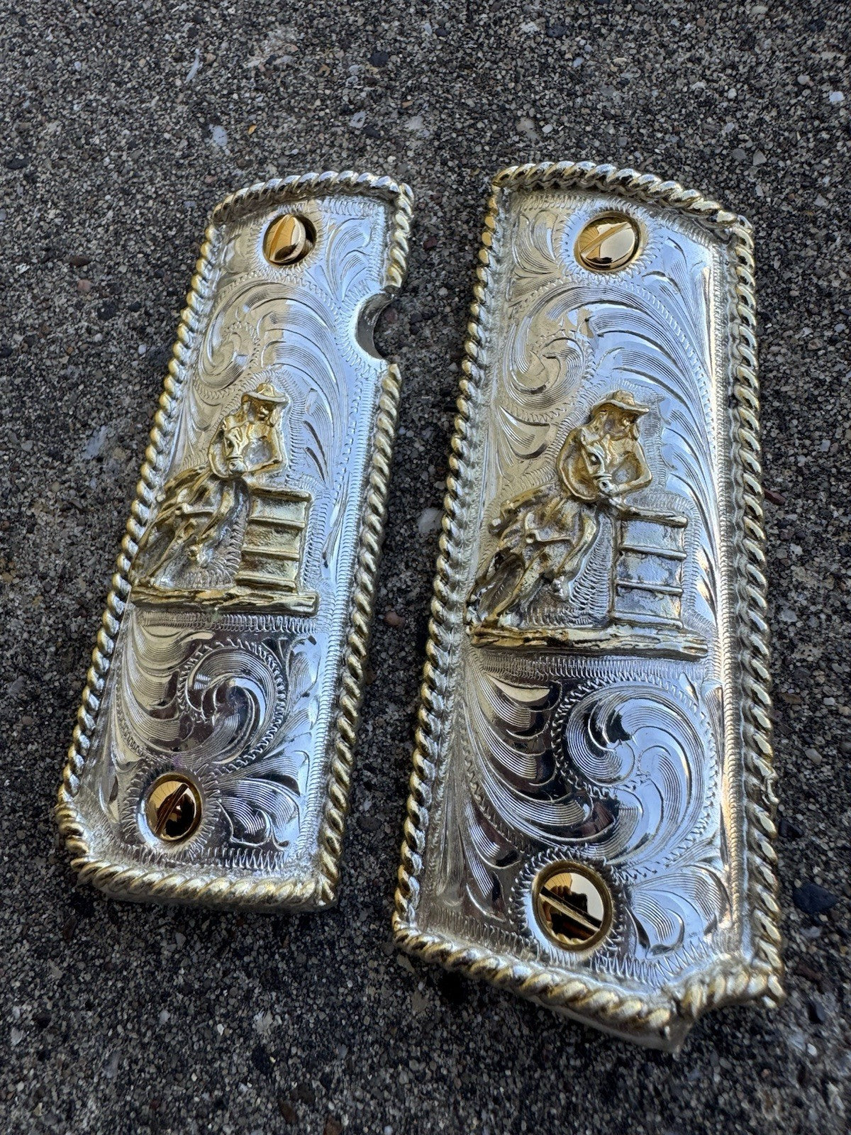 1911 45 38 Super Full Size Gold Gun Pistol Grip Cachas Chapeado & 24K Screws