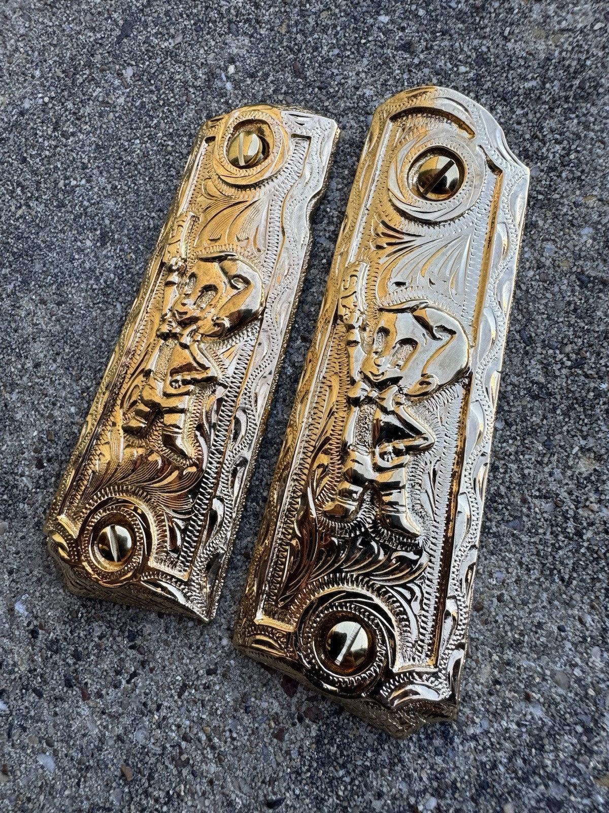 1911 45 38 Super Full Size Richie Rich Gold Gun Pistol Grip Cachas & 24K Screws