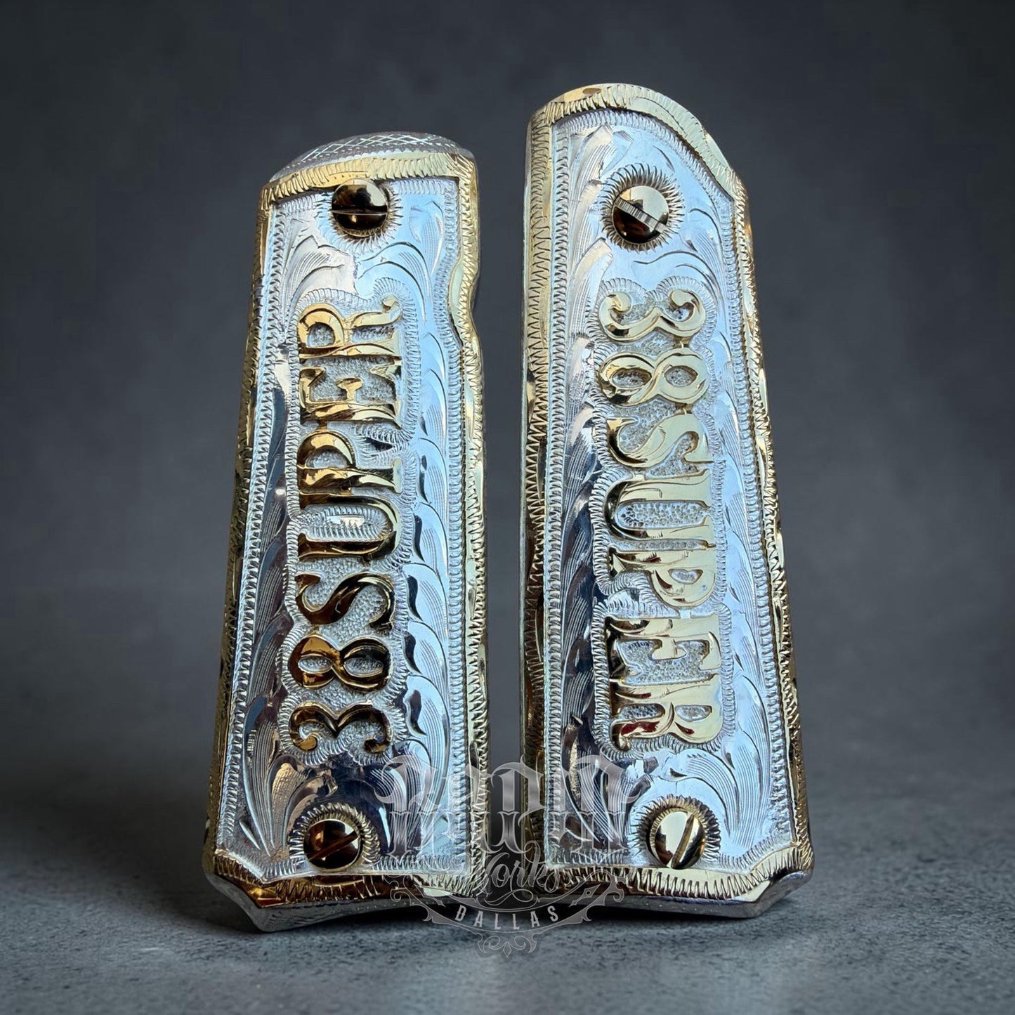 1911 45 38 Super Full Size Gold Gun Pistol Grip Cachas Chapeado & 24K Screws