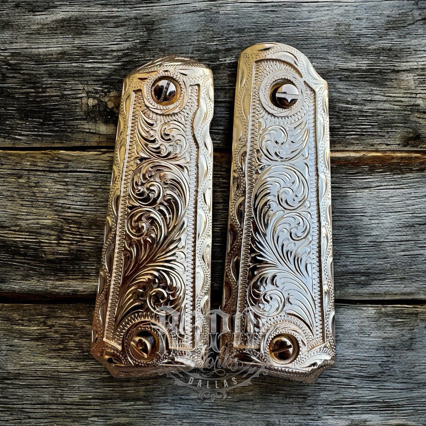 1911 45 38 Super Full Size Gold Gun Pistol Grip Cachas Chapeado & 24K Screws