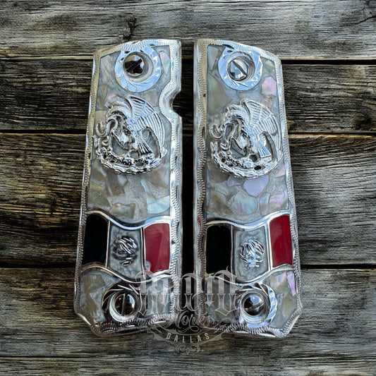 1911 45 38 Super Full Size Aguila Gun Pistol Grip Cachas & Polished Screws