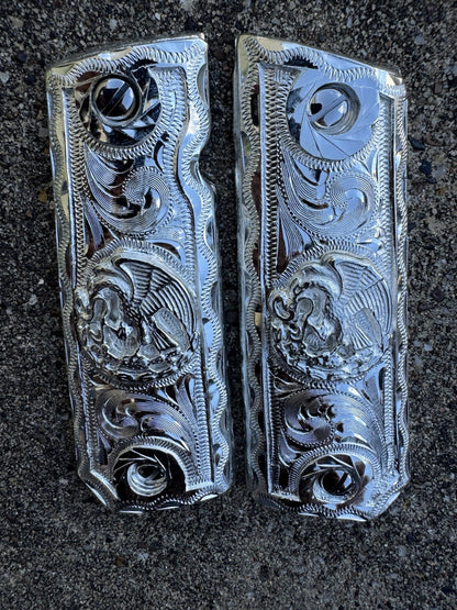 1911 45 38 Super Full Size Mexican Eagle Gun Pistol Grip Cachas & Polished Screw