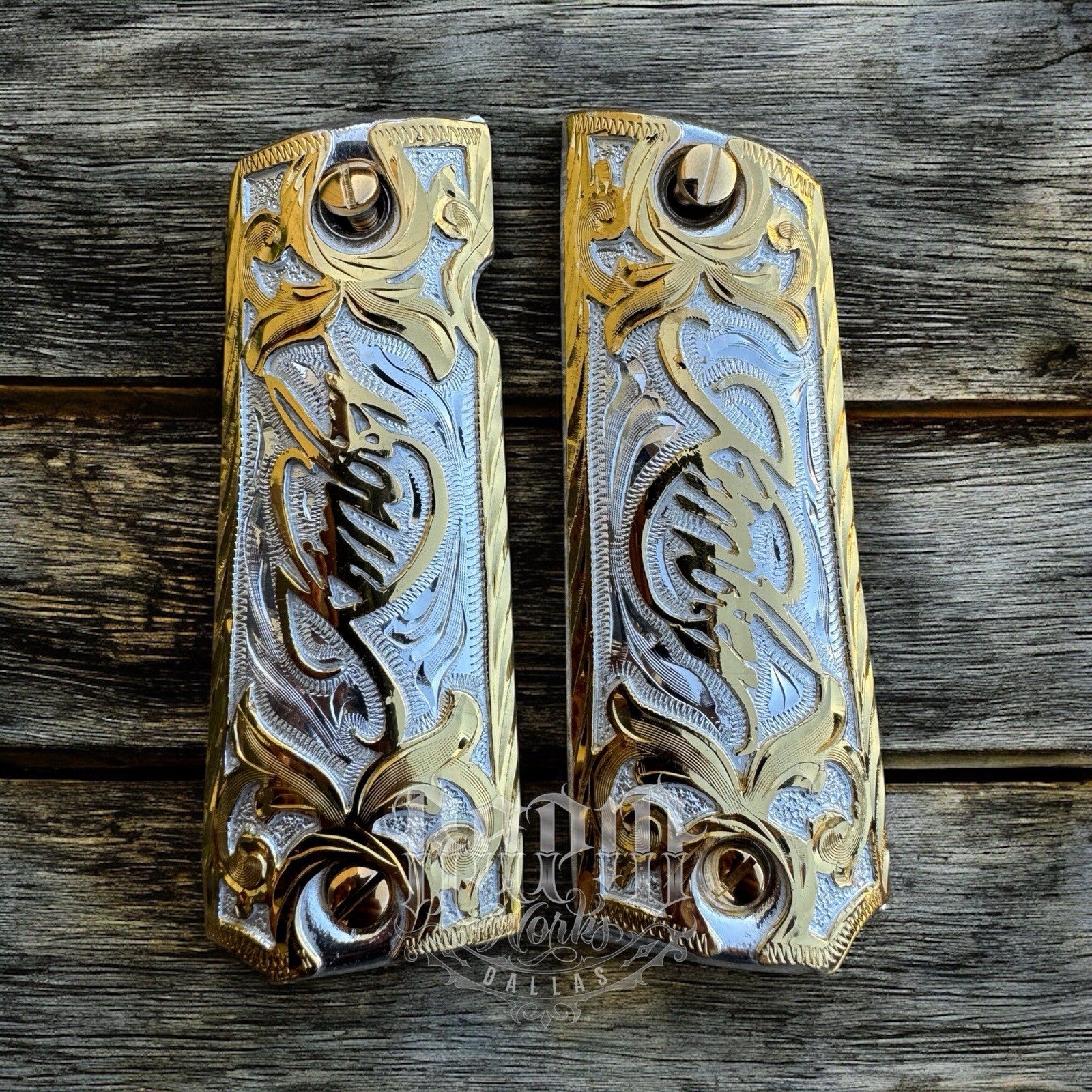 1911 45 38 Super Full Size KIMBER Gold Gun Pistol Grip Cachas & 24K Screws