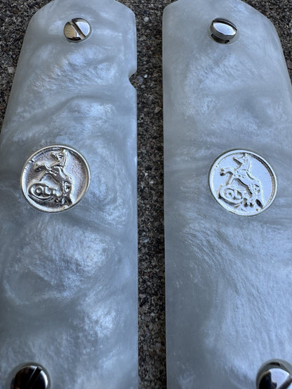 1911 45 38 Super Full Size Resin Silver Colt Coin Gun Pistol Grip Cachas