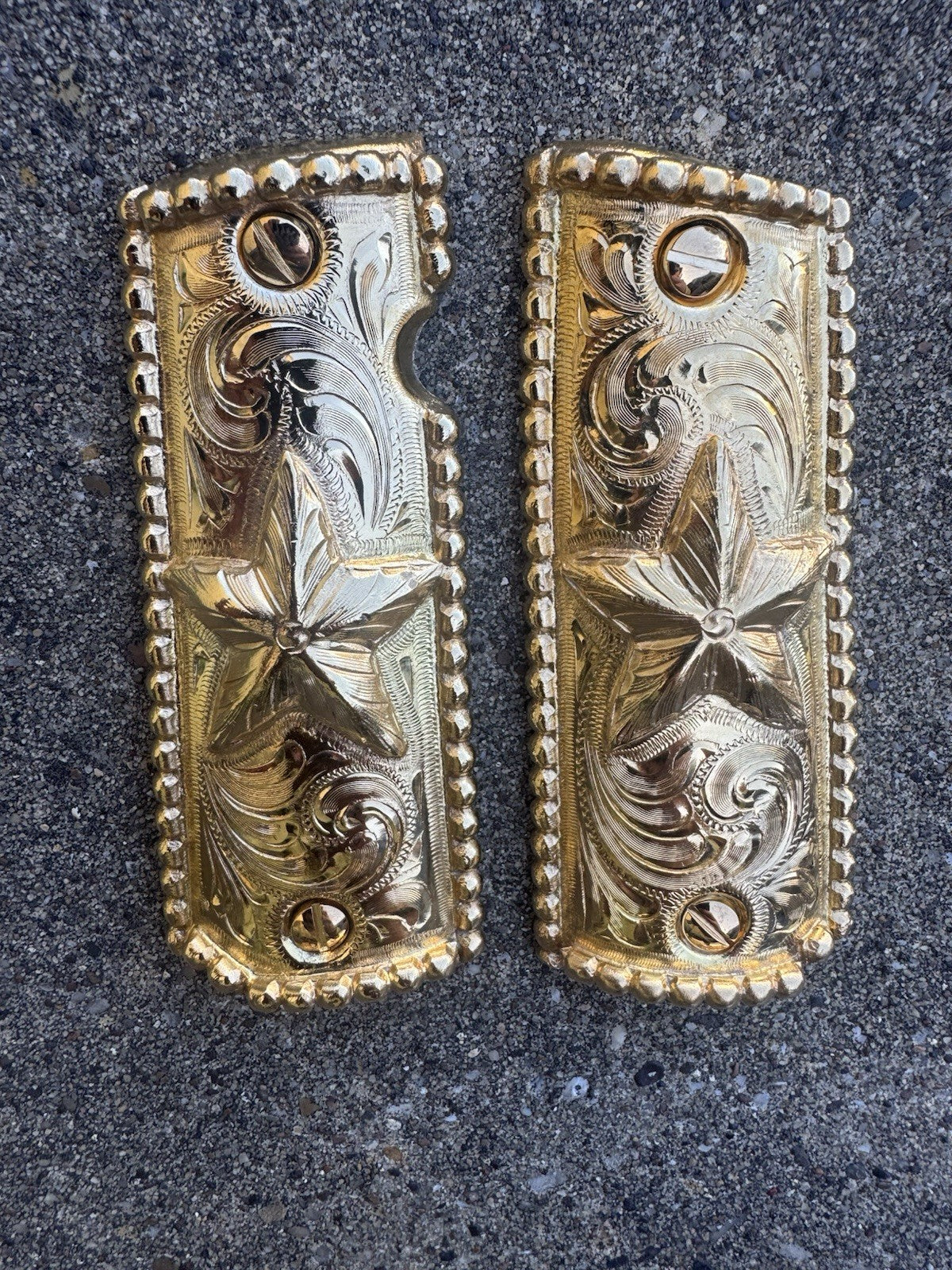 1911 45 38 Super Full Size Gold Gun Pistol Grip Cachas Chapeado & 24K Screws